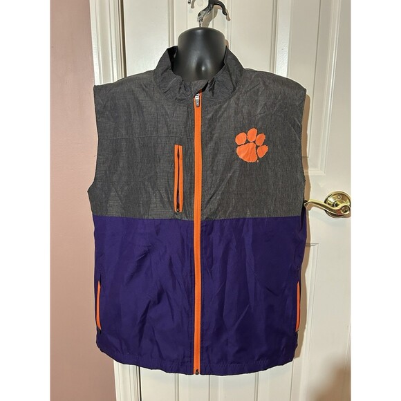 Champion Clemson Tigers Full Zip Windbreaker Vest Mens Large Colorblock - Picture 1 of 4
